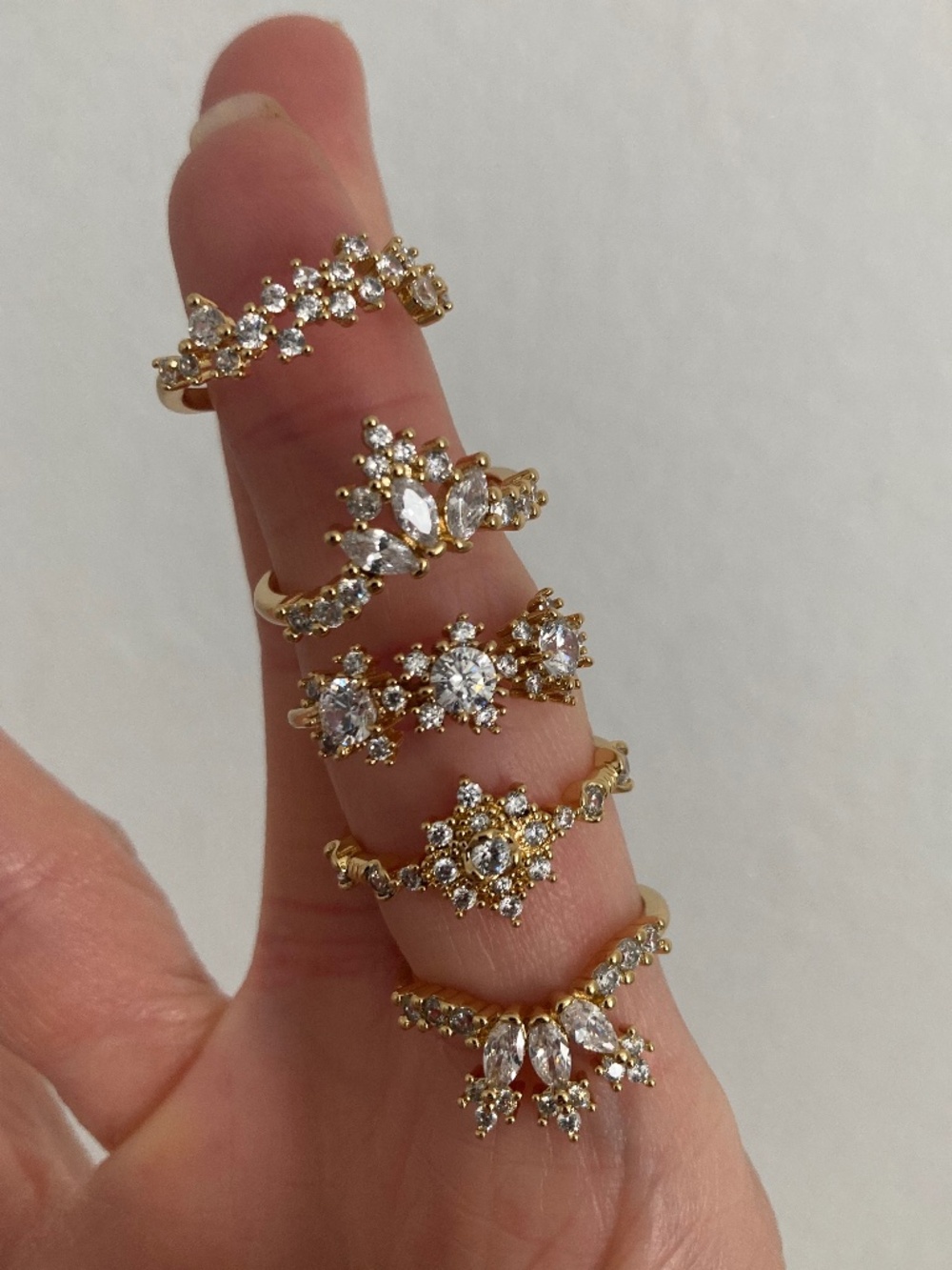 Vanessa Mooney SZ6 Ring SET Gold Stackable layering cocktail Rings Gold Set New